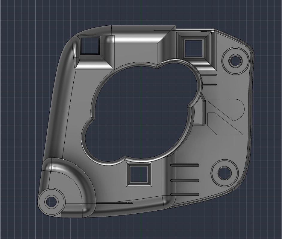 Front CAD view of a custom automotive bracket